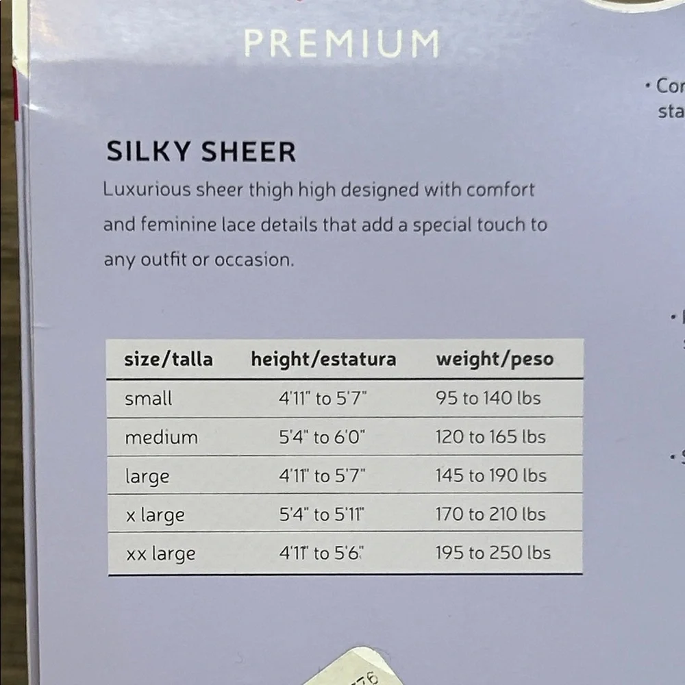 NWT Hanes Premium Silky Sheer Lace Thigh Highs